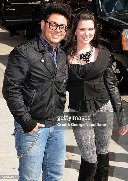 American Idol contestants Andrew Garcia and Katie Stevens visit "Late Show With David Letterman" at the Ed Sullivan Theater on April 19, 2010 in New...