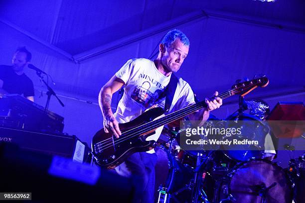Flea performs with Tom Yorke on Day 3 of Coachella Valley Music & Arts Festival 2010 on April 18, 2010 in Coachella, California.