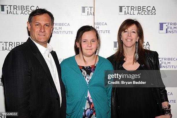Craig Hatkoff, Jane Rosenthal and daughter Juliana Hatkoff attend the Tribeca All Acces kick off during the 2010 Tribeca Film Festival at Hiro...