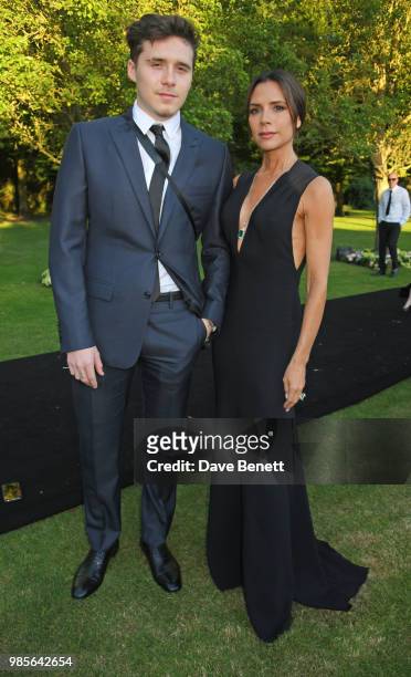 Brooklyn Beckham and Victoria Beckham attend the Argento Ball for the Elton John AIDS Foundation in association with BVLGARI & Bob and Tamar...