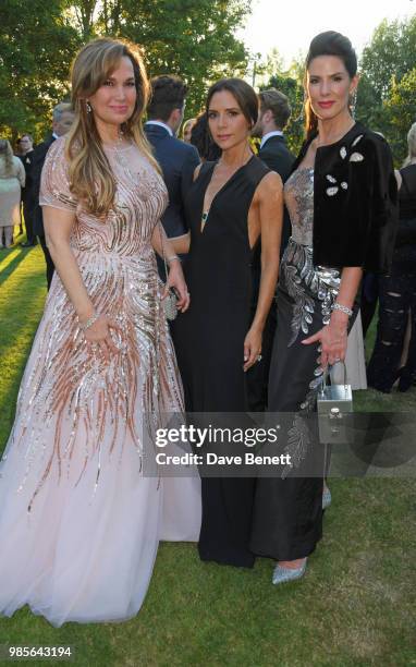Sonia Falcone, Victoria Beckham and Christina Estrada attend the Argento Ball for the Elton John AIDS Foundation in association with BVLGARI & Bob...