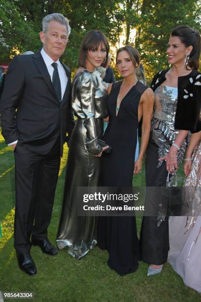 David Foster, Katharine McPhee, Victoria Beckham and Christina Estrada attend the Argento Ball for the Elton John AIDS Foundation in association with...