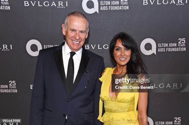 Carl Michaelson and Jackie St Clair attend the Argento Ball for the Elton John AIDS Foundation in association with BVLGARI & Bob and Tamar Manoukian...