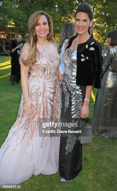 Sonia Falcone and Christina Estrada attend the Argento Ball for the Elton John AIDS Foundation in association with BVLGARI & Bob and Tamar Manoukian...