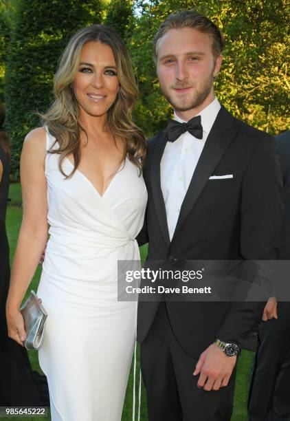 Elizabeth Hurley and Manouk Manoukian attend the Argento Ball for the Elton John AIDS Foundation in association with BVLGARI & Bob and Tamar...