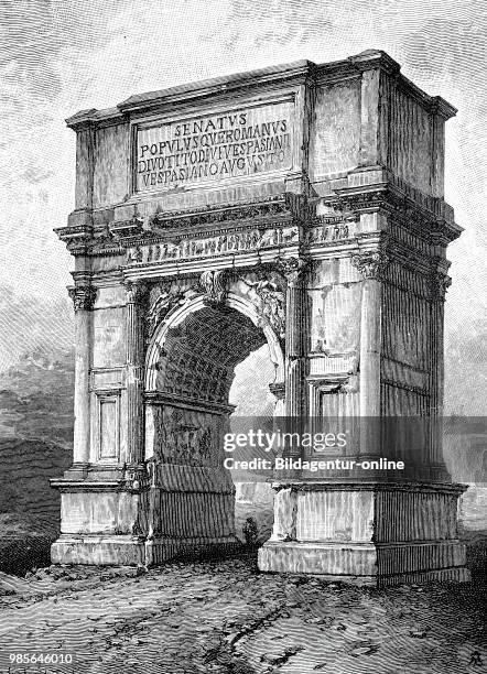 The Arch of Titus, Italian Arco di Tito, is a monastic triumphal arch on the Velia in Rome, built around AD 82, stands on the archaeological grounds...