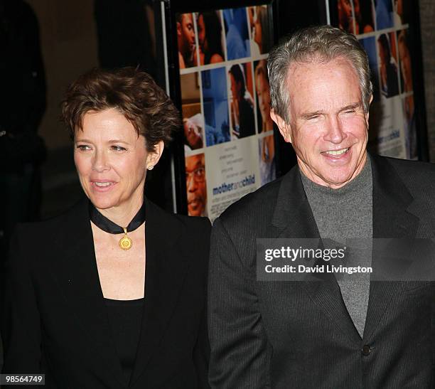 Actress Annette Bening and husband actor Warren Beatty attend the premiere of Sony Pictures Classics' "Mother and Child" at the Egyptian Theater on...