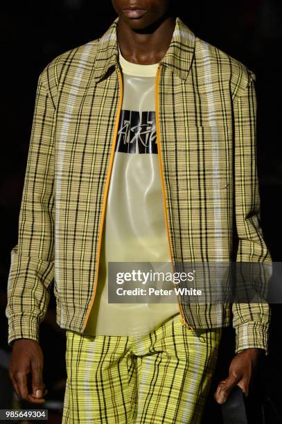 Model, fashion detail, walks the runway during the Kenzo Menswear Spring/Summer 2019 show as part of Paris Fashion Week on June 24, 2018 in Paris,...