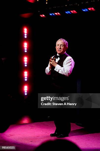 Actor Leslie Jordan during the curtain call at the opening night of "My Trip Down The Pink Carpet" at The Midtown Theater on April 19, 2010 in New...