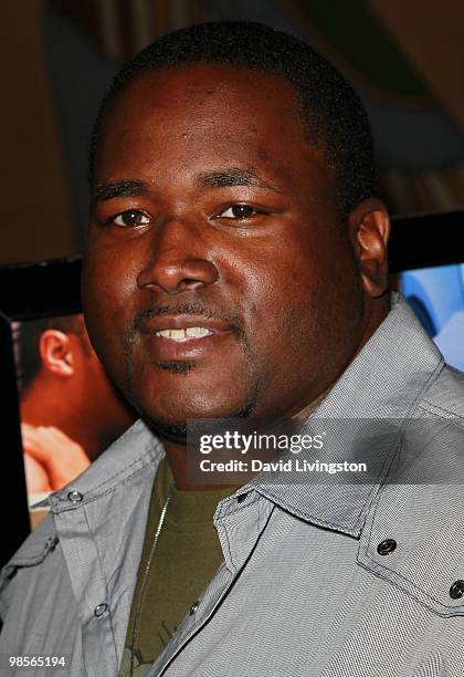 Actor Quinton Aaron attends the premiere of Sony Pictures Classics' "Mother and Child" at the Egyptian Theater on April 19, 2010 in Los Angeles,...