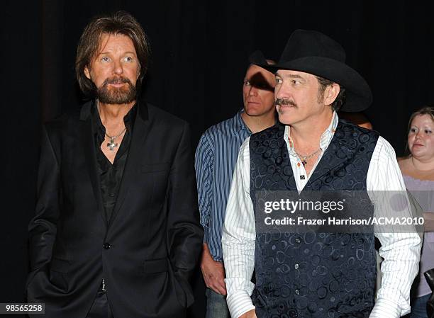 Musicians Ronnie Dunn and Kix Brooks attend the post show reception for Brooks & Dunn's The Last Rodeo show at the MGM Grand Garden Arena on April...