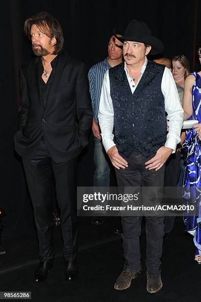 Musicians Ronnie Dunn and Kix Brooks attend the post show reception for Brooks & Dunn's The Last Rodeo show at the MGM Grand Garden Arena on April...