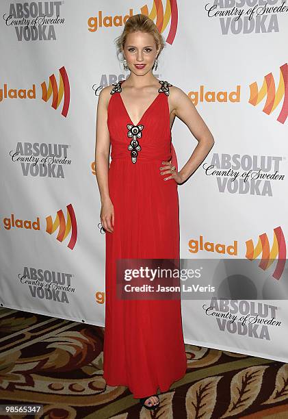 Actress Dianna Agron attends the 21st annual GLAAD Media Awards at Hyatt Regency Century Plaza on April 17, 2010 in Century City, California.