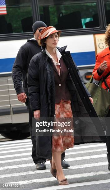 Kate Winslet on location for "Mildred Pierce" on the streets of Manhattan on April 19, 2010 in New York City.