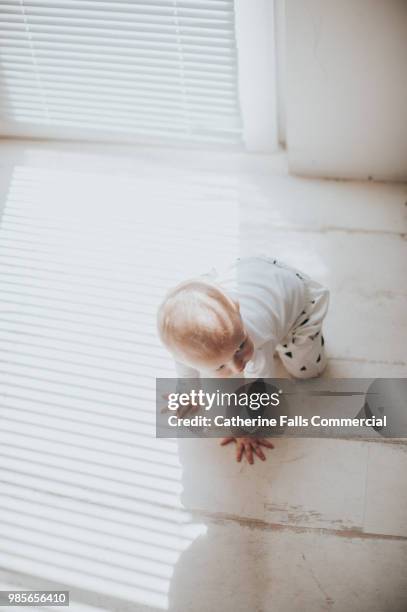 little baby in neutral white surroundings with doting older brother. - little falls stock pictures, royalty-free photos & images