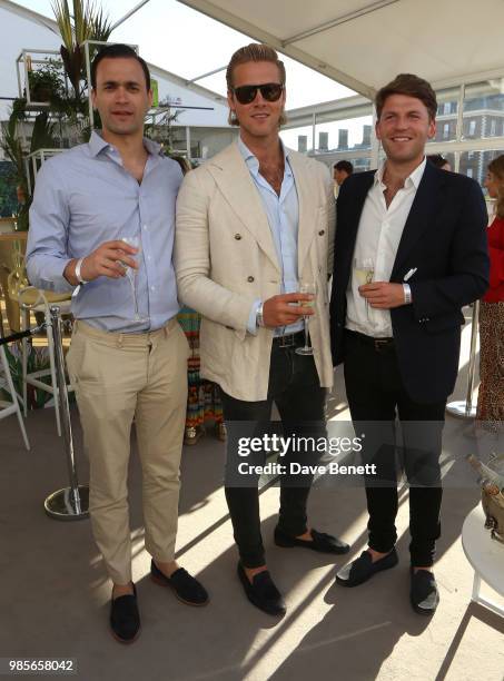 Guests attend the Perrier Jouet VIP reception on the Perrier Jouet Champagne Terrace at Masterpiece London at the Royal Hospital Chels