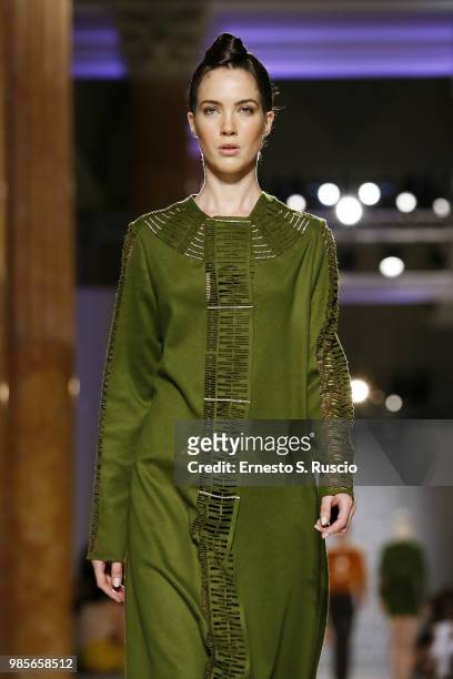 Model walks the runway at the Sabrina Persechino show during Altaroma at Palazzo delle Esposizioni on June 27, 2018 in Rome, Italy.