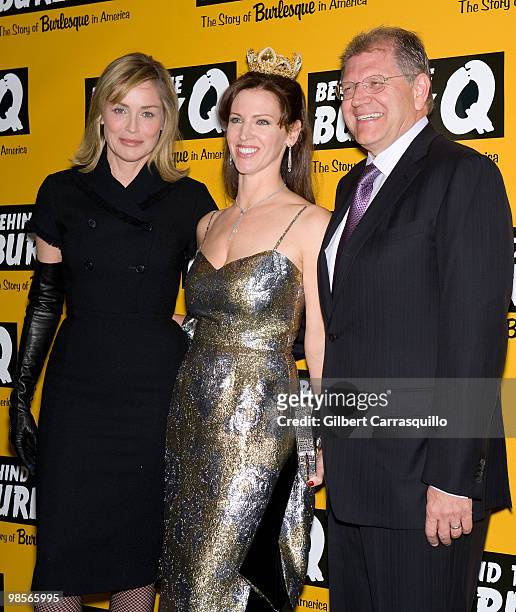 Actress Sharon Stone, director Leslie Zemeckis and producer Robert Zemeckis attend the special screening of "Behind the Burly Q" at MOMA on April 19,...