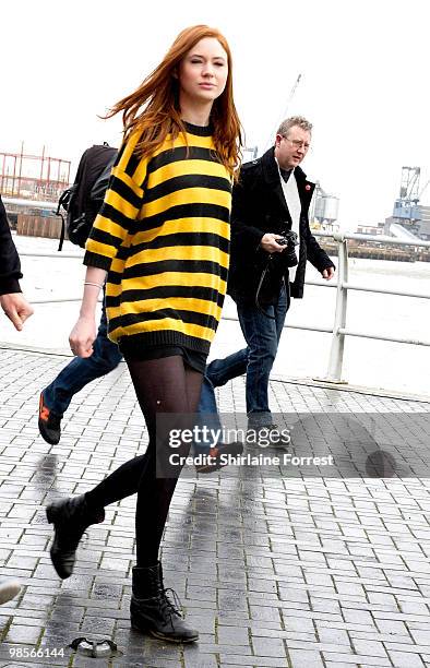 Karen Gillan arrives at photocall to launch the new season of 'Dr Who' at The Lowry on March 31, 2010 in Manchester, England.