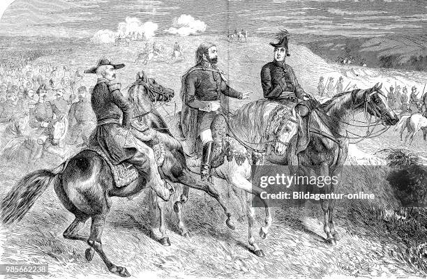 The generals Aimable-Jean-Jacques Pòlissier, 1st Duc de Malakoff, Omar Pasha Latas and Lord Raglan, Crimean War, Siege of Sevastopol Digital improved...