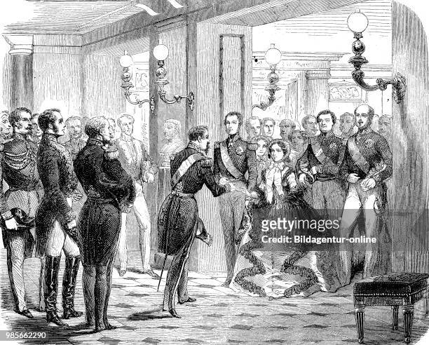 Crimean War, Reception of the Duke and Duchess of Brabant in the castle at St. Cloud, France, on October 12 Digital improved reproduction of an...