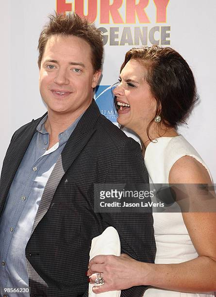 Actor Brendan Fraser and actress Brooke Shields attend the premiere of "Furry Vengeance" at Mann Bruin Theatre on April 18, 2010 in Westwood,...
