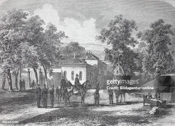 The headquarters of Prince Friedrich Karl to Corny at Metz during the siege, France, German-French War 1870/1871, digital improved reproduction of a...