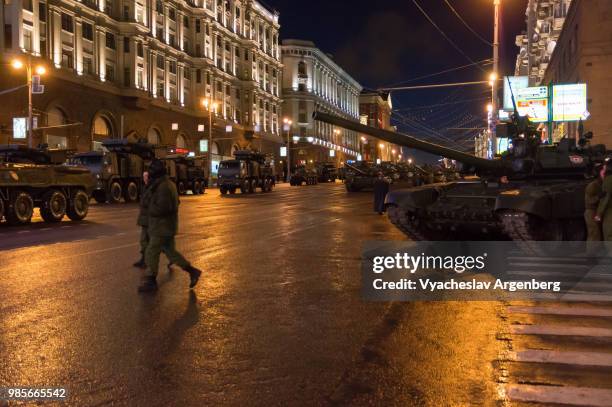 moscow military parade, streets of night moscow, russia - national day military parade 2012 stock pictures, royalty-free photos & images