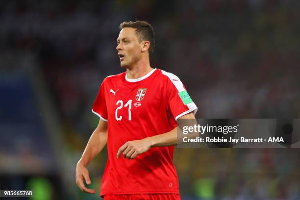 Nemanja Matic of Serbia in action during the 2018 FIFA World Cup Russia group E match between Serbia and Brazil at Spartak Stadium on June 27, 2018...