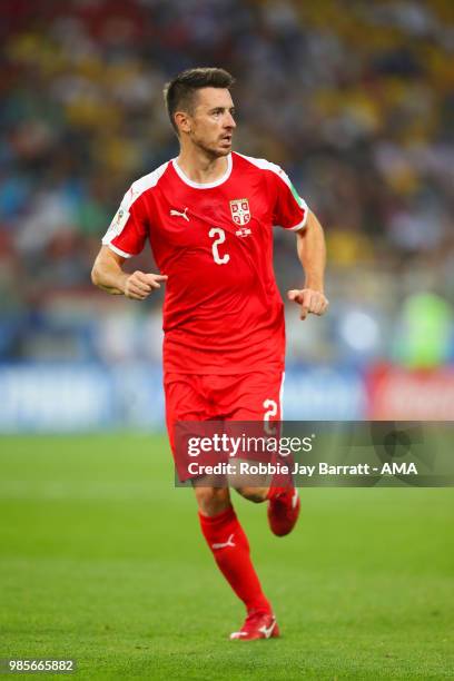 Antonio Rukavina of Serbia in action during the 2018 FIFA World Cup Russia group E match between Serbia and Brazil at Spartak Stadium on June 27,...