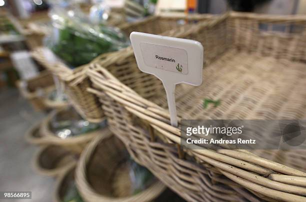 An empty basket of rosemary herbage is pictured at the central market on April 20, 2010 in Berlin, Germany. Imports of foreign foods such as Israeli...