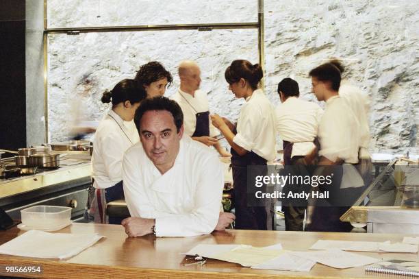 Restaurateur Ferran Adria poses for a portrait shoot at his restaurant El Bulli in Barcelona, Spain.