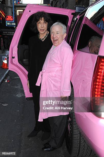 Lily Tomlin and Leslie Jordan attend the Off-Broadway opening night of "My Trip Down The Pink Carpet" at The Midtown Theater on April 19, 2010 in New...