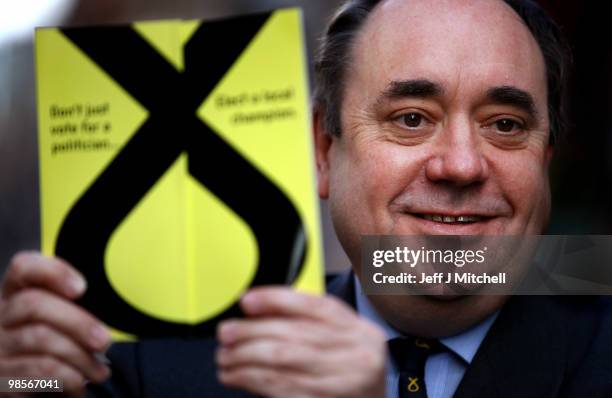 Scottish National Party leader Alex Salmond launches the party manifesto on April 20, 2010 in Glasgow, Scotland. Alex Salmond urged the electorate to...