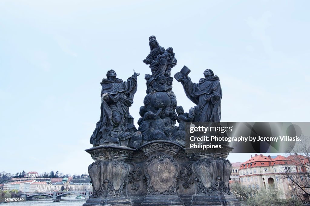Statue of the Madonna, Saint Dominic and Saint Thomas Aquinas, Charles Bridge, Prague