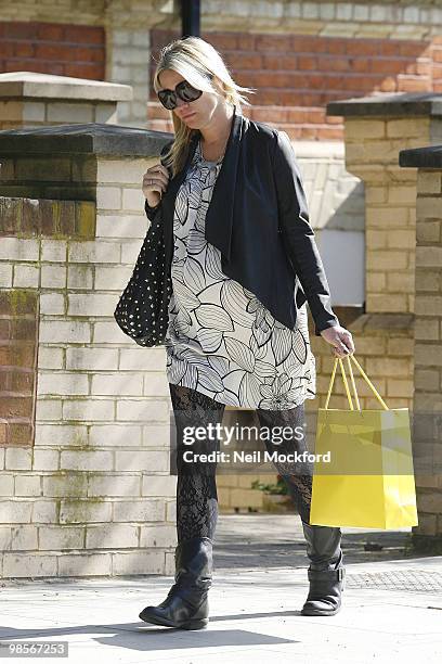 Denise Van Outen leaves her home and heads to ITV Studios on April 20, 2010 in London, England.