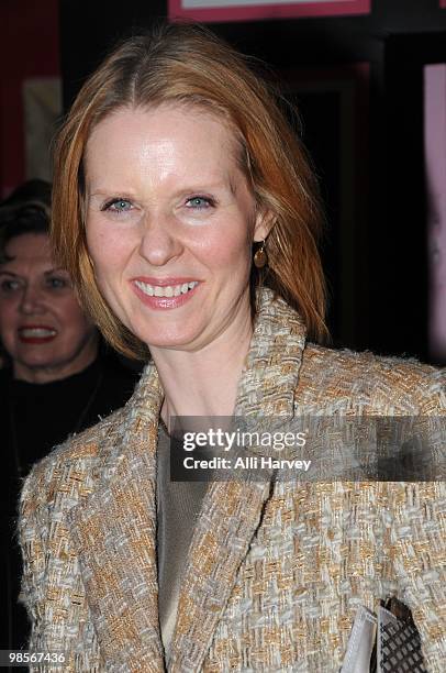 Cynthia Nixon attends the Off-Broadway opening night of "My Trip Down The Pink Carpet" at The Midtown Theater on April 19, 2010 in New York City.