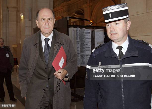 Council of State Vice-president Jean-Marc Sauve arrives at the Paris' special court, on April 20, 2010 prior to the trial on charges of corruption in...