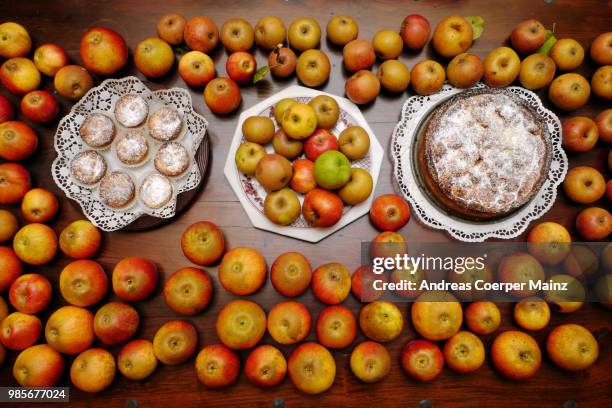 apfelkuchen im herbst - apfelkuchen stock pictures, royalty-free photos & images