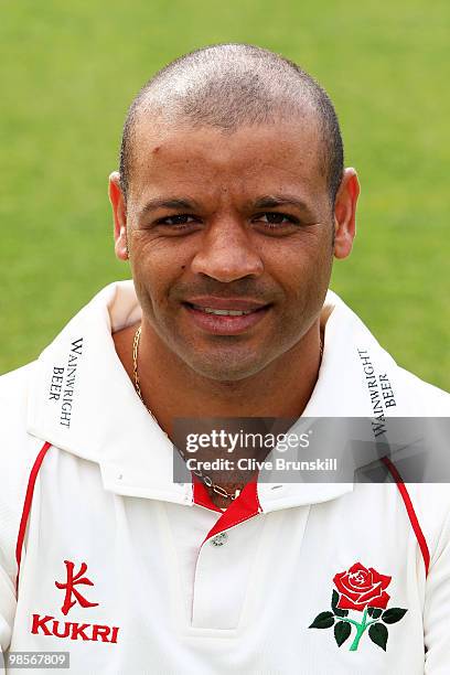 Ashwell Prince of Lancashire poses for a portrait during the Lancashire CCC photocall at Old Trafford on April 12, 2010 in Manchester, England.