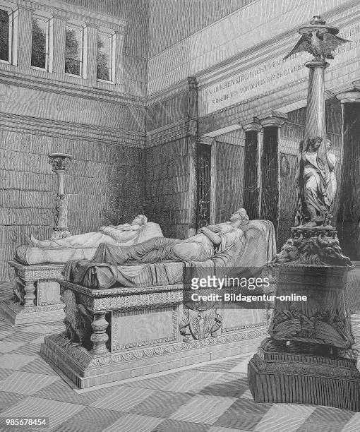 Interior of the Mausoleum of Charlottenburg, Berlin, Germany, The mausoleum in the park of Charlottenburg Palace in Berlin was erected in 1810 after...