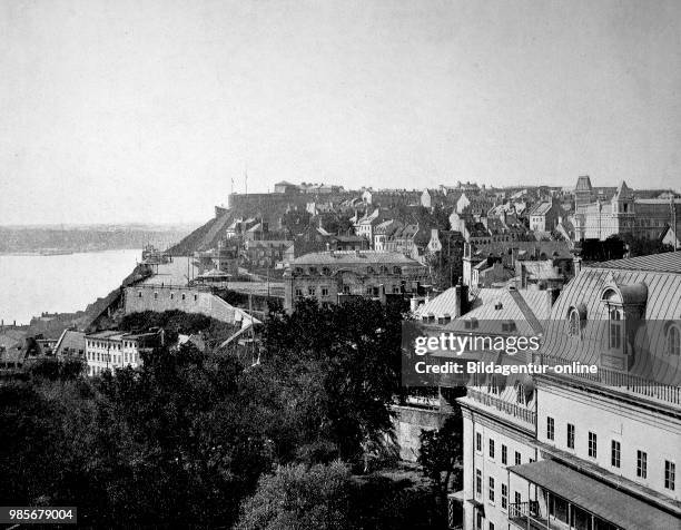 Canada, view from Laval University to part of the city of Quebec and St. Lorenz Bay, digital improved reproduction of an original print from the 19th...