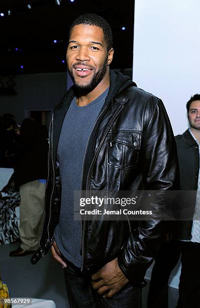Former NFL player Michael Strahan at the exclusive viewing party for "Dhani Tackles The Globe" at Red Bull Space on April 19, 2010 in New York City.