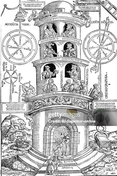 Tower of the grammar of Valentin Bolz, Turm der Grammatik von Valentin Bolz, 1515 - 1560, evangelischer Pfarrer, Dramatiker, Sachbuch-Autor und...