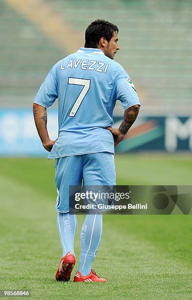 Ezequiel Lavezzi of Napoli in action during the Serie A match between AS Bari and SSC Napoli at Stadio San Nicola on April 18, 2010 in Bari, Italy.