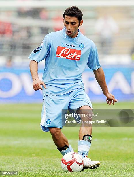 Michele Pazienza of Napoli in action during the Serie A match between AS Bari and SSC Napoli at Stadio San Nicola on April 18, 2010 in Bari, Italy.