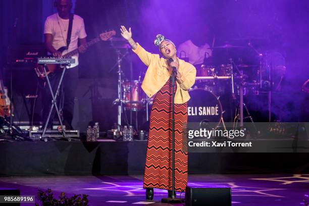 Emeli Sande performs in concert during the Festival Jardins de Pedralbes on June 27, 2018 in Barcelona, Spain.