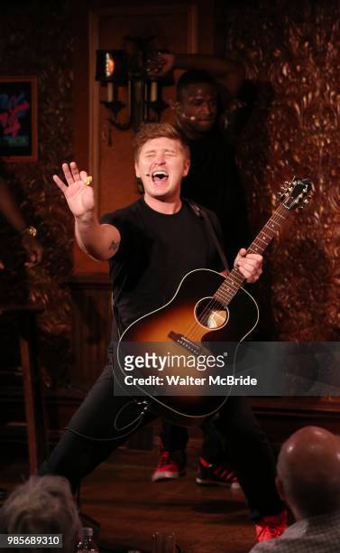 Max Sangerman during the Press Preview Presentation for the new production of 'Smokey Joe's Cafe' at Feinstein's/54 Below on June 27, 2018 in New...