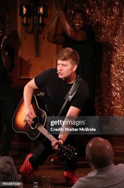 Max Sangerman during the Press Preview Presentation for the new production of 'Smokey Joe's Cafe' at Feinstein's/54 Below on June 27, 2018 in New...