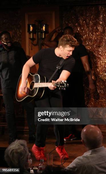 Max Sangerman during the Press Preview Presentation for the new production of 'Smokey Joe's Cafe' at Feinstein's/54 Below on June 27, 2018 in New...